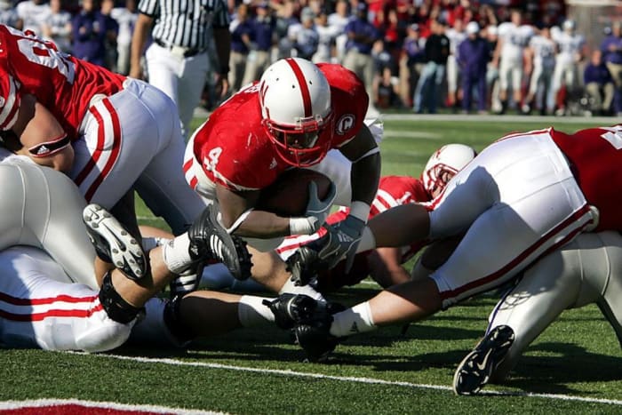 Cory Ross scores Nebraska’s first touchdown on a 1-yard plunge. During KSU’s comeback from 12 points down in the second half, Ross twice was tackled in the end zone for safeties.